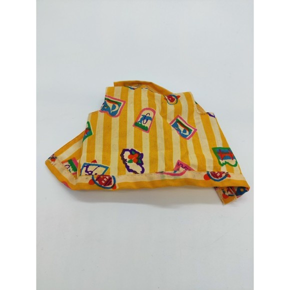 Vintage Barbie Doll Shirt Top Vacation Scenes Yellow Stripe Collar Mattel Doll - Picture 2 of 3